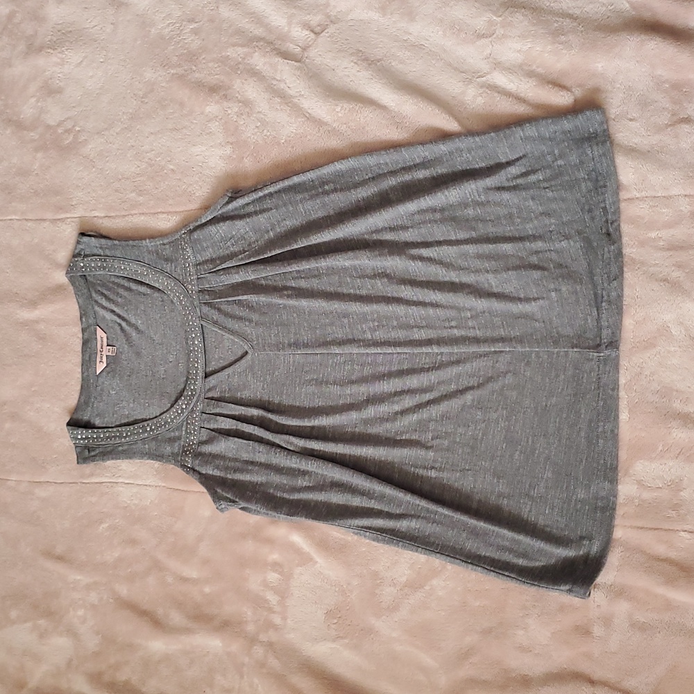 Juicy Couture tank top XS extra small Gray Grey Rhinestones pleated chest NWOT